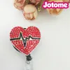 In stock Key Rings Nurse Teacher Student Other Uniform Rhinestone Red Heart Pumping Retractable Reel Plastic Id Card Badge Holder