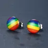 Orecchino a perno colorato arcobaleno di moda per donna uomo gioielli in pizzo gay 316L orecchino in acciaio inossidabile Gioielli all'ingrosso