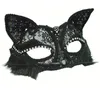 Wenecka maskarada maska ​​kobiet seksowna czarna błyszcząca fantazyjna kotka koronkowa maska ​​na Halloween Cat Lace Eye Mask HJ120