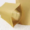 100шт / Lot Stand Up Kraft Paper Zipper Bag Блокировка самостоятельной уплотнения алюминиевой фольги Mylar Doypack Zipper Bag сумки закуска хранения многоразовые сумки