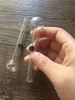 2pcs/lot Cheap Thick 10cm clear hand tobacco pipes Pyrex Glass smoking oil burner smoke pipe glass tube glass oil nail pipes