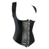Black Gothic Faux Leather Underbust Corset Waist Cincher Bodyshaper Lace up Boned Plus Size S-6XL