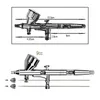 Dwukowa akcja Zestaw do tatuażu Tymczasowy Zestaw do tatuażu 0.2mm / 0.3mm / 0,5 mm pędzel powietrza igły Comperssor body farba sztuka pistolet