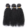 Afro Kinky Curl Brazilian Hair Bundles With Closure Human Hair Weaves Extensions 3Bundles With Lace Closure 4x4 Free Part Natural Color 1B