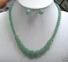 Mooie groene geld jade ketting oorbel set