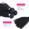 4PC / Peruvian kinky Curly Virgin Hair Weaves With Closure Obehandlat Peruvian Deep Curly Human Hair Buntar Lägg till Top Lace Stängningar 4x4