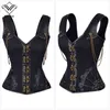 Steampunk Corset Corset en cuir gothique SexySteampunk Corset Corselet Corsets Sangle 12 Acier Os LaitonSteampunk Co Chaîne Camisole de force Corsage