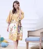 Women Japanese Yukata Kimono Nightgown Print Floral Pattern Satin Silk Vintage Robes Sexy Lingerie Sleepwear Pijama263K