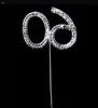 Rhinestone Crystal Nummer Cake Topper Bruiloft Verjaardagsfeestje Decoratie Zilveren nummer 10 18 20 21 25 50 60 70 Taartaccessoire