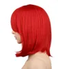 Perruque de Cosplay courte droite Bob Costume de fête rouge 40 Cm perruques de cheveux synthétiques