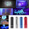 9LED Mini Aluminium UV Ultra Violet 9 LED Lampe de poche Blacklight Torch Light Lampe 30PCS