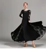 Gratis frakt Vuxen / Kvinnor Ballroom Dance Dress Ladies Modern Waltz Tango Standard Competition Practice Lace Stitching Dance Dress Blue Green