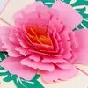 13x15.5cm Creatieve 3D-wenskaart Custom Valentijnsdag Happy Birthday Card-uitnodigingen met envelop roze rode pioenroos