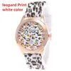 Date tête de léopard genève hommes montres Silicone caoutchouc bande femmes femmes léopards imprimer homme montre horloge