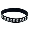 1PC Totenkopf und Sterne Logo Silikon Gummi Armband Punk Style Hip Hop Band bedruckt Erwachsene Größe