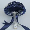 Navy Wedding Bouquets Artificial Sweet 15 Quinceanera Bouquet Crystal Silk Ribbon New Buque De Noiva 37 Colors W228L 6381123