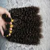 융합 인간의 머리카락 확장 # 2 가장 어두운 갈색 브라질 처녀 각질 머리카락 확장 머리 곱슬 머리 확장 300g / strands