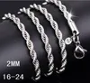 Collana a catena in corda da 2 mm, lotti all'ingrosso Gioielli di moda Collana di gioielli in argento placcato timbrato 925 G203