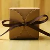 Diy estilo europeu do vintage papel kraft caixas de favor do casamento caixa de doces caixas de presente da festa de aniversário do chá de bebê com fita 2539921