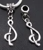 100st Tibetansk silvermusik noterar charms hänge dangle pärlor passar europeiskt armband 37mm
