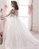 2019 Fashion Hot Sale Long Sleeve Flower Girl Dresses for Weddings Lace First Communion Dresses for Girls Pageant Dresses White Ivory