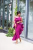 Espaguete africano Prom Dresses 2018 Fushia Cetim Sereia Vestidos de Noite Ruffles Plus Size Sereia Formal Vestido de Festa Custom Made