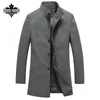 Wholesale- Men's Wool Jackets Spring Autumn Brand Men Woolen Coats Middle Long Jackets And Coats Mens Warm Wool Overcoat Size 3XL 2XL