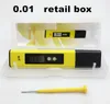 Freeshipping 10 pçs / lote 0.01 PH Medidor Tester calibração automática Portátil Digital LCD Pen Monitor de Medidor com caixa de varejo