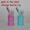 Glow in the Dark Silicone Hookahs Oil Drum Rigs 14mm Roken Bong Water Pipe Food Grade Siliconen Bongs Dab Rig Bubble