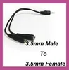 wholesale Black 1 Male To 2 Female 3.5mm AUX Audio Y Splitter Cable High Quality Earphone Headphone Adapter 300ps/lot