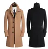 Groothandel- Black Khaki Grijs 2016 Herfst Mens Trench Coat Mens Cashmere Coat Casual Slim Long Design Winter Wol Jas Mannen Kleding S - 9XL