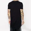 New Roupas Mens Preto Longo Camiseta Zíper Hip Hop Lonline Extra Longo Comprimento Tops Tshirts Para Homens T-shirt Alto