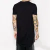 Nouveaux vêtements hommes noir long t-shirt fermeture éclair Hip Hop palangre extra longue longueur hauts t-shirts pour hommes grand t-shirt277A