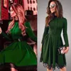 Venda por atacado- promoção 2016 moda mulheres outono vestido sexy manga longa magro maxi vestidos de inverno verde vestido de festa ucrânia