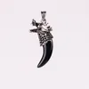 自然のルチル石英混合宝石石の爪の足の銀の彫刻された翡翠のドラゴンヘッドペンダントビーズあなた自身のジュエリーデザイン10pcs