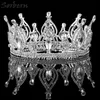 Luksusowe ślubne Headpiece Korowód Full Circle Tiara Wyczyść Austriackie Dżetów King / Queen Crown Wedding Bridal Crown Constume Party Art Deco