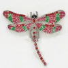 12 sztuk / partia Hurtownie Kryształ Rhinestone Enameling Dragonfly Broszka Moda Kostium Pin Broszka C180