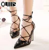 Sandales romaines femmes pompes nouveau Style européen chaussons dames Sexy creux croix à lacets talons aiguilles chaussures femme