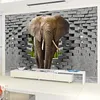 Custom 3D Photo Wallpaper Lifelike Elephant Wall Breaching Art Wall Painting Living Room Sofa TV Backdrop 3d Wallpaper Murals