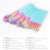 Set di pennelli per trucco Cystal 10pcs Rainbow Soft Hair Foundation Concealer Cosmetic Kabuki Make Up Brush kit Tools