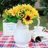 Vente en gros - Belles fleurs décoratives 7 têtes faux tournesol artificiel bouquet de fleurs en soie maison mariage décor floral 764H