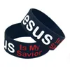 50st 1 tum bred Jesus är min Frälsare Silikon armband Ny religiös tros smycken svart vuxen storlek2421