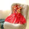 Einzelhandel Mädchen Kleid Neujahr Chinesischen Stil Drachen Rotes Kleid für Baby Mädchen Prinzessin Party Kleid Kinder Neujahr Geschenk Kinder kleidung