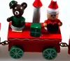 ヴィンテージ木製トレインクリスマスオーナメントサンタクロース人形装飾ミニ 4 列車誕生日パーティー結婚式の装飾の好意ギフトフィラーバッグ赤