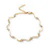 Antique Patroon Aklet Zomer Armband 18K Geel Vergulde CZ Wave Foot Anklet Chain Sexy Ankentjes Voet Sieraden voor meisjes Vrouwen