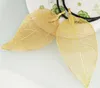 2017 New Fashion Real Leaves Gilded Golden Leaves Hängande Halsband Wax Rope Chain Den enda Gold Leaf Clavicle Halsbana