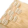 Färg # 613 7PC / Lot Malaysiska Virgin Hair Straight Clip In Human Hair Extensions Full Head 180g Platinum Blond Remy Human Hair Clip In