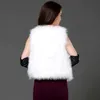 Autumn winter new women's luxury real natural ostrich fur cotton-padded thickening warm v-neck fur vest sleeveless short coat casacos