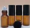 5 ml Amber Roll på rullflaskor för eteriska oljor Refillerbar parfymglasflaska Mini 5 ml behållare med svart lock