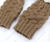 Guantes cortos de encaje para mujer de 6 colores, guantes cálidos de punto de Color sólido para otoño e invierno, guante para dedos expuestos